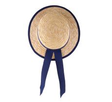 Classic Italy Guinguette Boater Hat Gondolier Straw Size 51 cm 88-Sangria